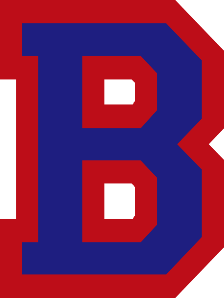 Varsity letter B for Brookdale Varsity Letter Blue with Red outline