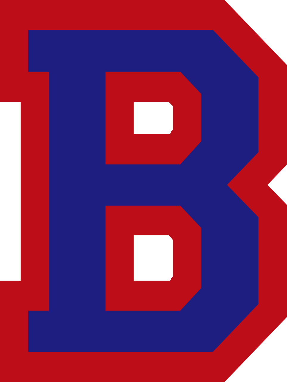 Varsity letter B for Brookdale Varsity Letter Blue with Red outline